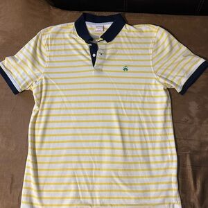 Brooks Brothers Yellow Striped Polo with Navy Accents